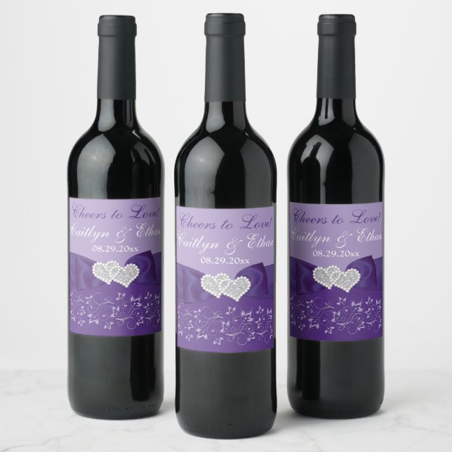 ÉTIQUETTE à vin Mariage blanc violet blanc (Bouteilles)