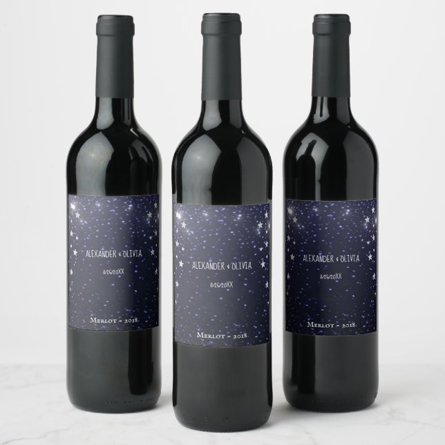 Étiquette à vin Mariage de nuit étoilé (Bouteilles)
