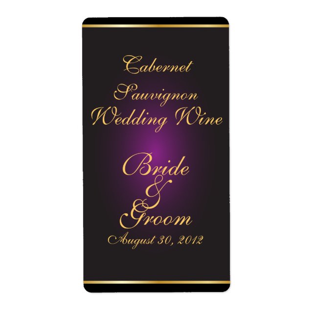Étiquette à vin Mariage Plum & Or (Devant)
