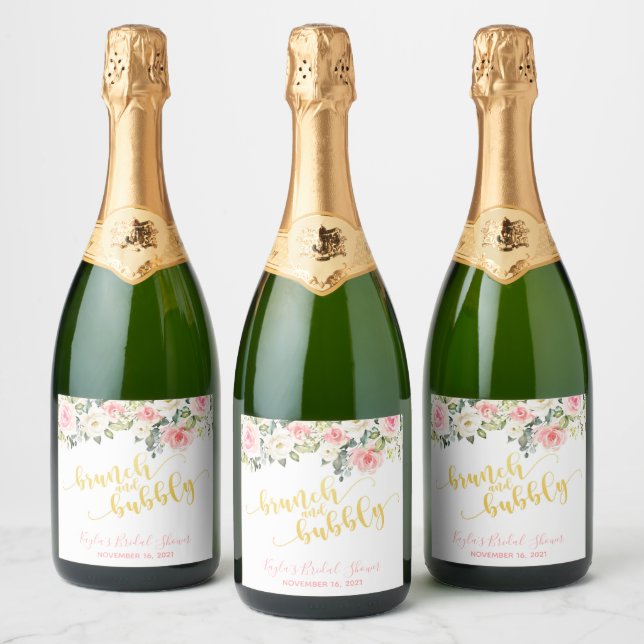 Étiquette à vin mousseux Brunch et Bubbly - Gold T (Bouteilles)