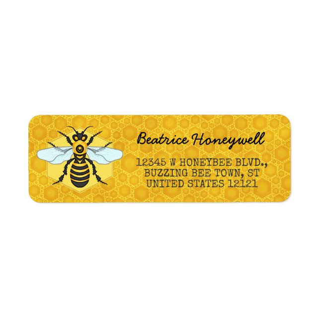 Étiquette Abeille de miel et peigne d'abeille (Devant)