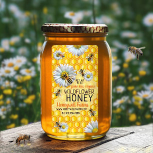 Étiquette Abeilles de miel Apiary Fleur sauvage Miel abeille