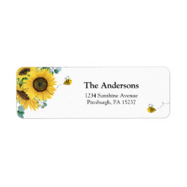 Étiquette Abeilles et tournesols Adresse de retour