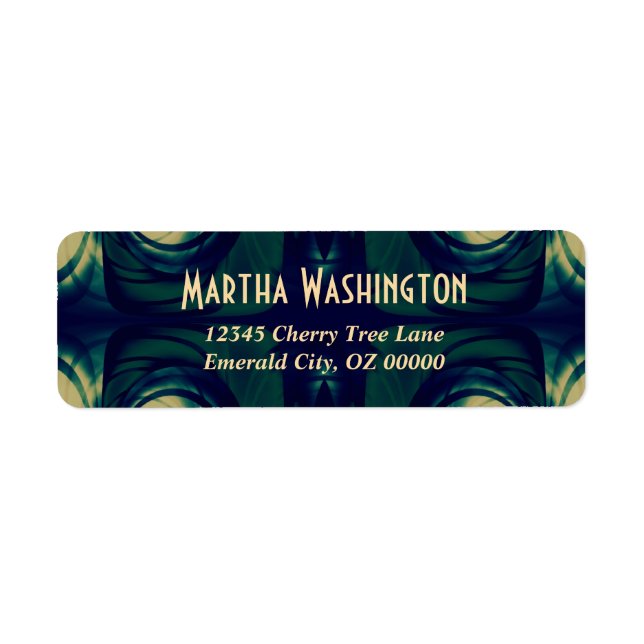 Étiquette Abstrait en vert, bleu et beige (Devant)