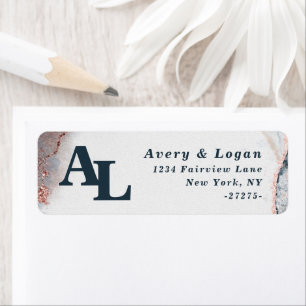 Étiquette Abstrait Moonlight Blue Monogram Adresse de retour