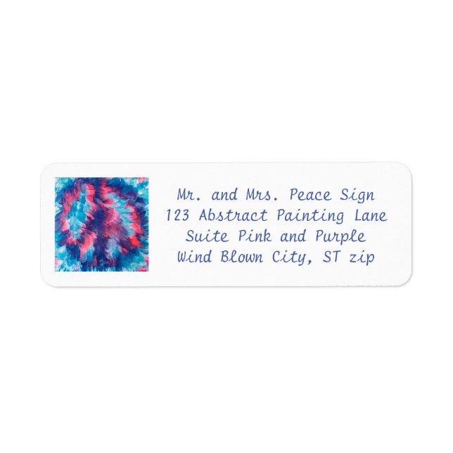 Étiquette Abstrait Pink Purple Blends Peace Sign Address (Devant)