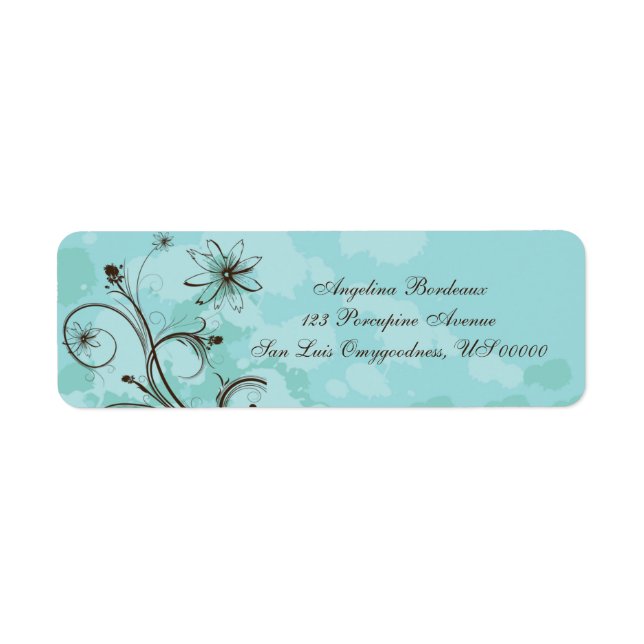 Étiquette Abstrait turquoise et Brown (Devant)