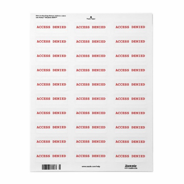 Étiquette accès refusé (Feuille entière)