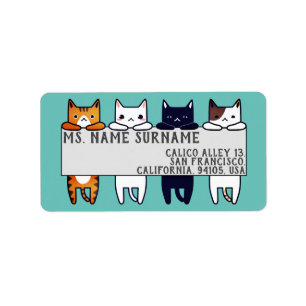 Étiquette accrocher de chats de kawaii