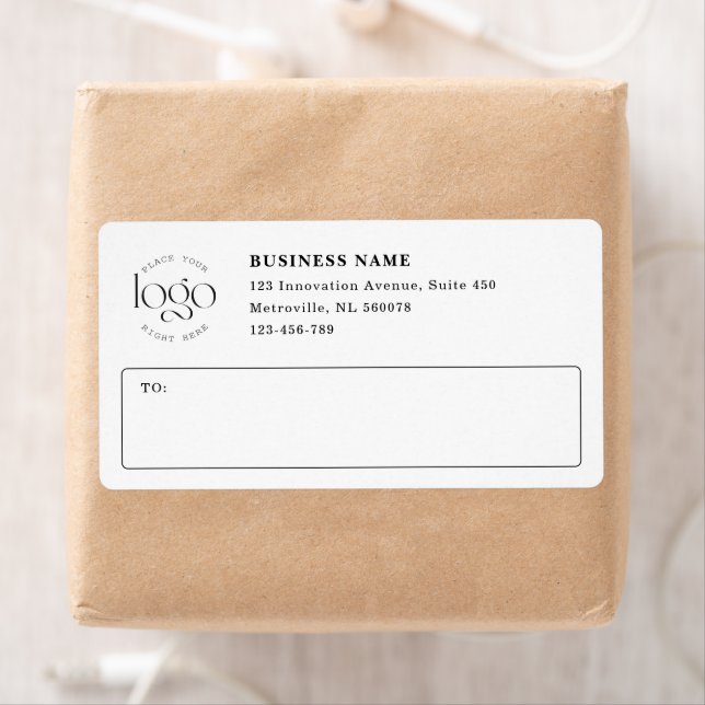 Étiquette Add Your Own Logo Custom Business White Shipping (En situation)