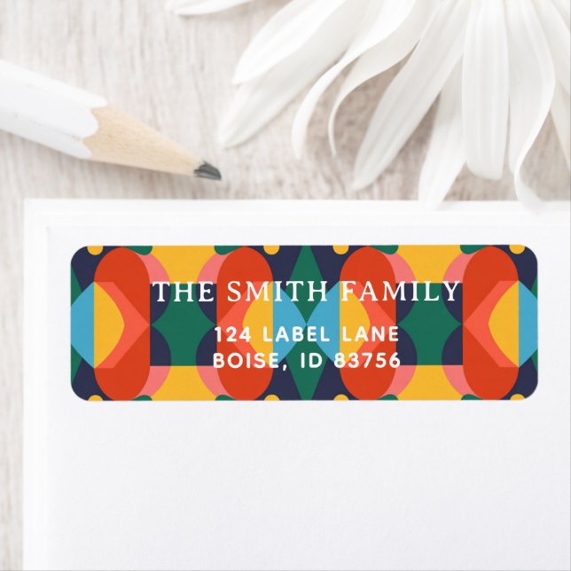 Étiquette Address labels colorful geometric seamless pattern (En situation)