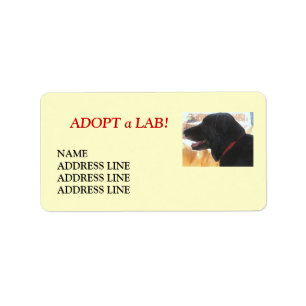 Étiquette Adoption de chien d'abri de laboratoire - adresse