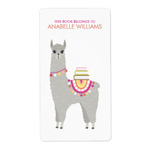 Étiquette Adorable Alpaca Personnalisé Enfants Plaque de rés