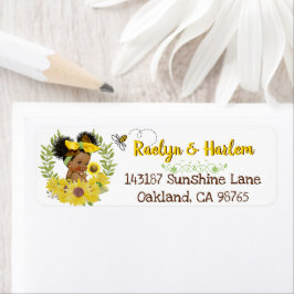 Étiquette Adorable Ethnic Baby Girl|Yellow Sunflower Mailing