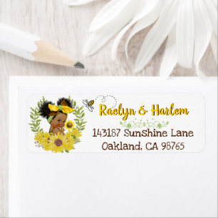 Étiquette Adorable Ethnic Baby Girl Yellow Sunflower Mailing