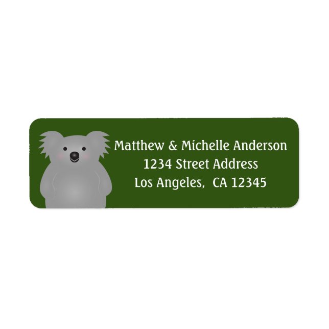 Étiquette Adorable mignonne Australie Koala Oear Forest Gree (Devant)
