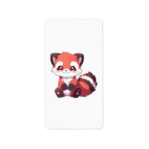 Étiquette adorable panda rouge