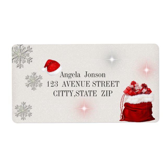 Étiquette Adorable Presenta, Glitterie, Chapeau de Père Noël (Devant)