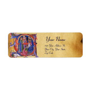 ÉTIQUETTE ADORATION DU PARCHEMENT MAGI NATIVITÉ NOËL