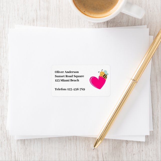 Étiquette Adress de l'amour de l'abeille (En situation)