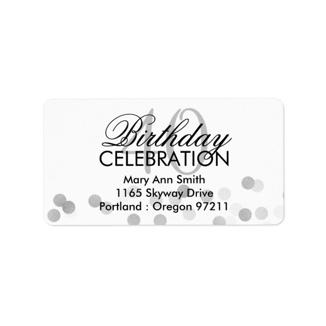 Étiquette Adresse 40e anniversaire Silver Foil Parties scint (Devant)