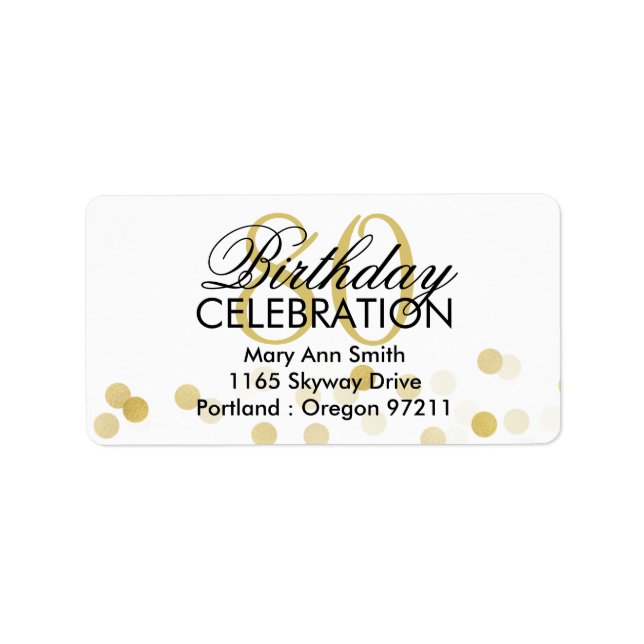 Étiquette Adresse 80e anniversaire Gold Foil Parties scintil (Devant)