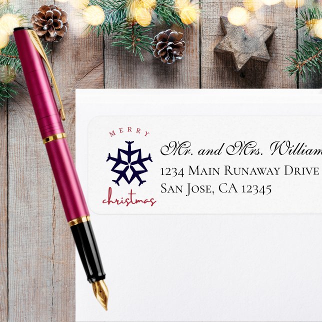 Étiquette Adresse aérienne de l'avion de Noël Snowflake (Créateur téléchargé)