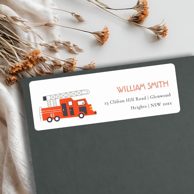 Étiquette Adresse Anniversaire de enfant du moteur de camion (Créateur téléchargé)