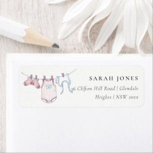 Étiquette Adresse Baby shower de ligne de vêtements rose sim