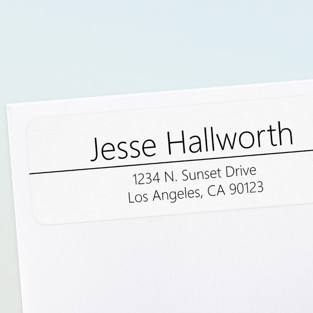Étiquette Adresse blanche et noire classique simple (Créateur téléchargé)