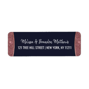 Étiquette Adresse circulaire rose de bleu marine de parties