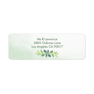 Étiquette Adresse d'aquarelle Feuille verte