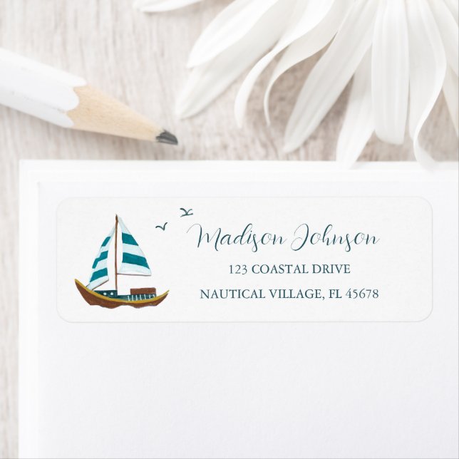Étiquette Adresse de Baby shower du bateau à voile côtier (En situation)