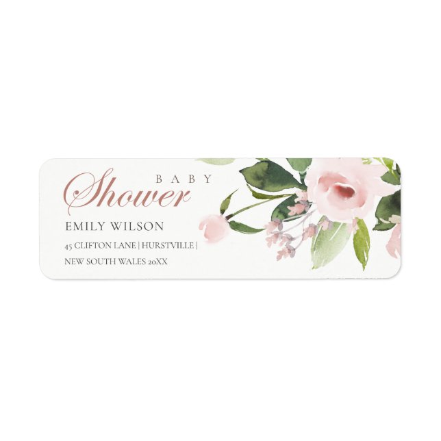 ÉTIQUETTE ADRESSE DE BABY SHOWER ROSE ROSE ROSE DOUCE DOUCE (Devant)