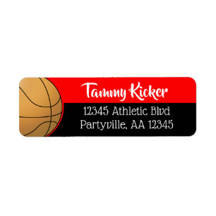 Étiquette Adresse de basket-ball rouge et noir
