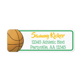 Étiquette Adresse de Basketball Green & Gold