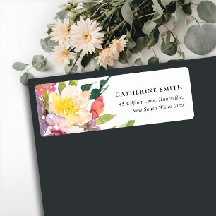 ÉTIQUETTE ADRESSE DE BUNCH FLORAL BURGUNDY JAUNE CLAIR