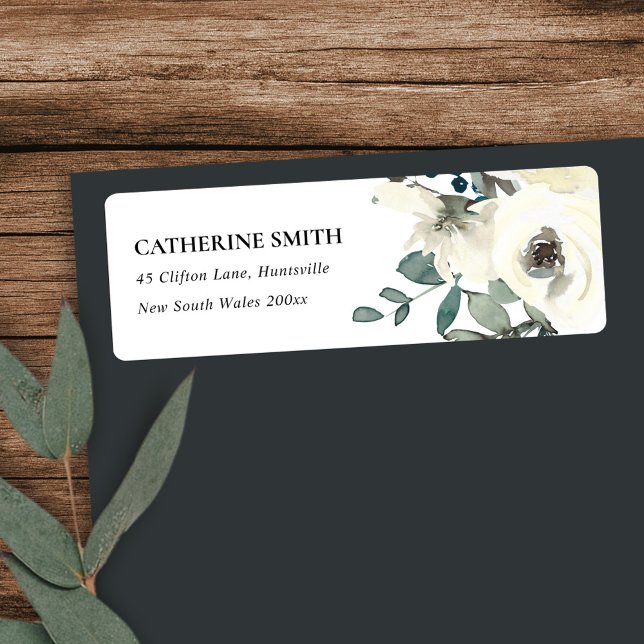 ÉTIQUETTE ADRESSE DE BUNCH FLORAL FLORAL EN IVOIRE DOUCE (Créateur téléchargé)