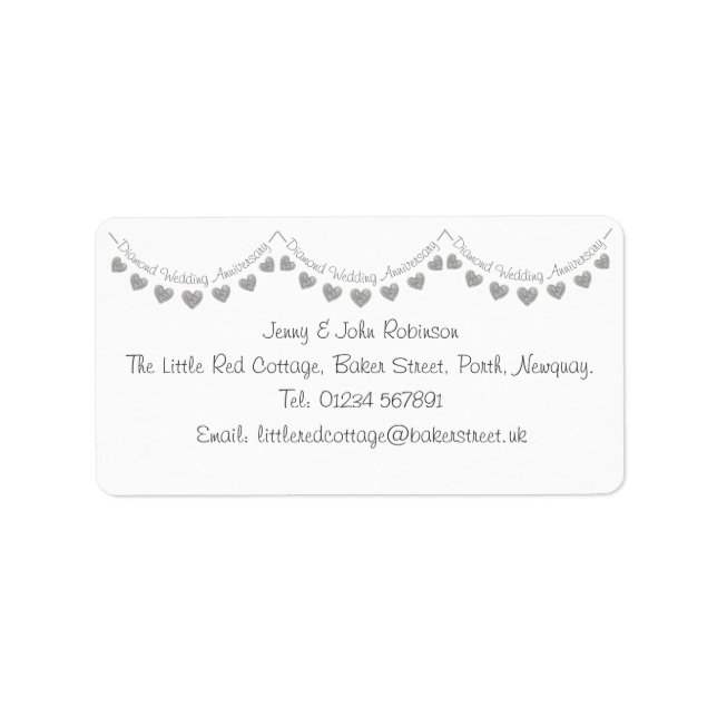 Étiquette Adresse de bunting du 60e anniversaire du mariage  (Devant)