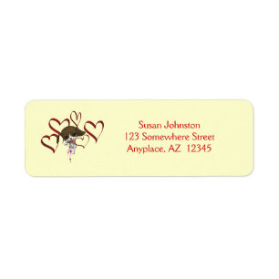 Étiquette Adresse de Coeurs rouges mignon chiot