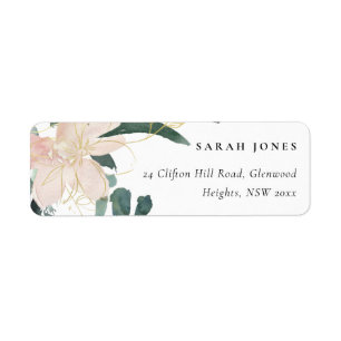 ÉTIQUETTE ADRESSE DE COULEUR D'EAU DOUCE BLUSH GOLD FLORAL B