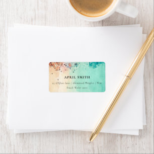 Étiquette ADRESSE DE COULEUR D'EAU ROCK DE SABLE BLEU turquo