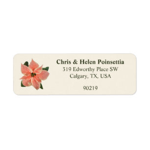 Étiquette Adresse de crème Stylish Coral Poinsettia