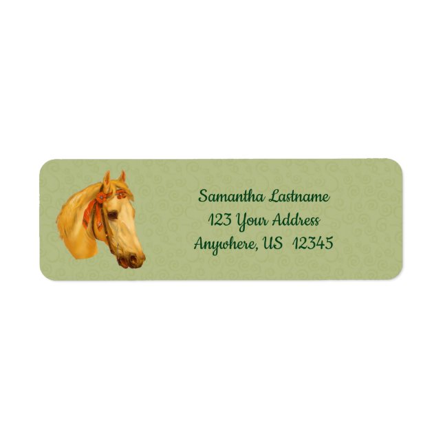Étiquette Adresse de dessin de la tête du cheval d'art vinta (Devant)