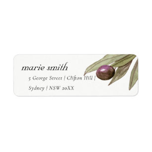 ÉTIQUETTE ADRESSE DE FOLIAGE DE COULEUR D'EAU OLIVE RUSTIQUE
