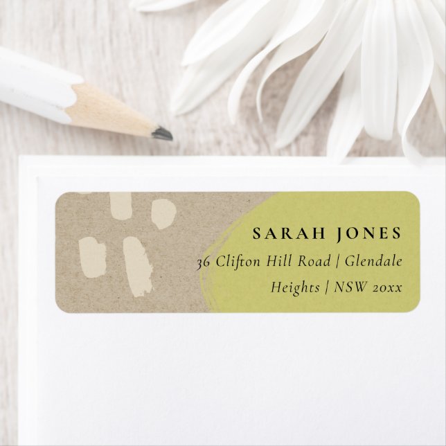 ÉTIQUETTE ADRESSE DE KRAFT VERT EN LIME ABSTRAIT MODERNE (En situation)