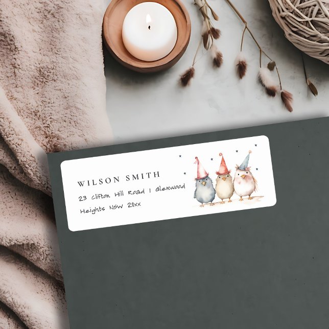 Étiquette Adresse de l'Anniversaire de enfant des oiseaux de (Créateur téléchargé)