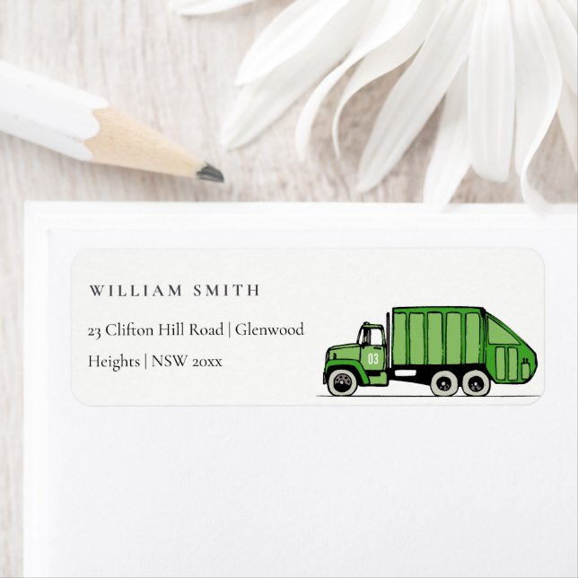 Étiquette Adresse de l'Anniversaire de enfant du camion-poub (En situation)