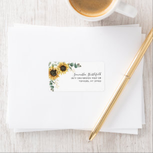 Étiquette Adresse de livraison Tournesol Eucalyptus Floral