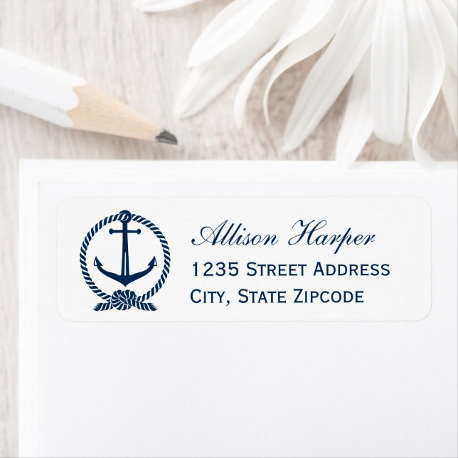 Étiquette Adresse de mariage à l'ancre de la marine blanche  (En situation)